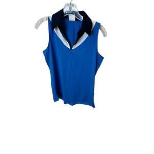 Belyn Key Womens XS Blue Sleeveless Golf Polo Top Quarter Zip